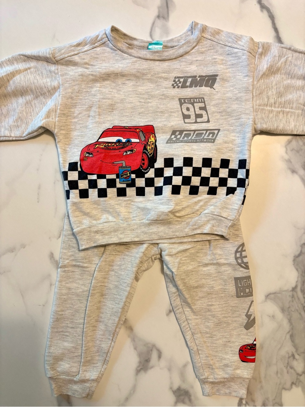 Disney Gray Sweatshirt & Pants Set with Red Lightning McQueen